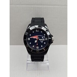 Mens New England Patriots Sparo Spirit Watch Black Silicone Quartz New Battery